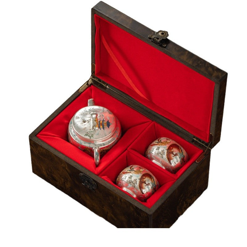 Gilded Silver Dragon and Phoenix Tea Set - CnTeaDiary