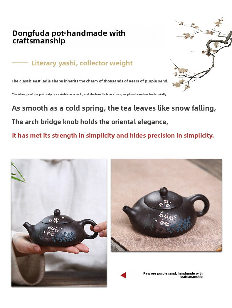Authentic Yixing Zisha Teapot Original Ore Black Gold Sand Clay Painting Three Friends of Winter Dongpo Stone Scoop Teapot Home Kung Fu Tea Pot - CnTeaDiary
