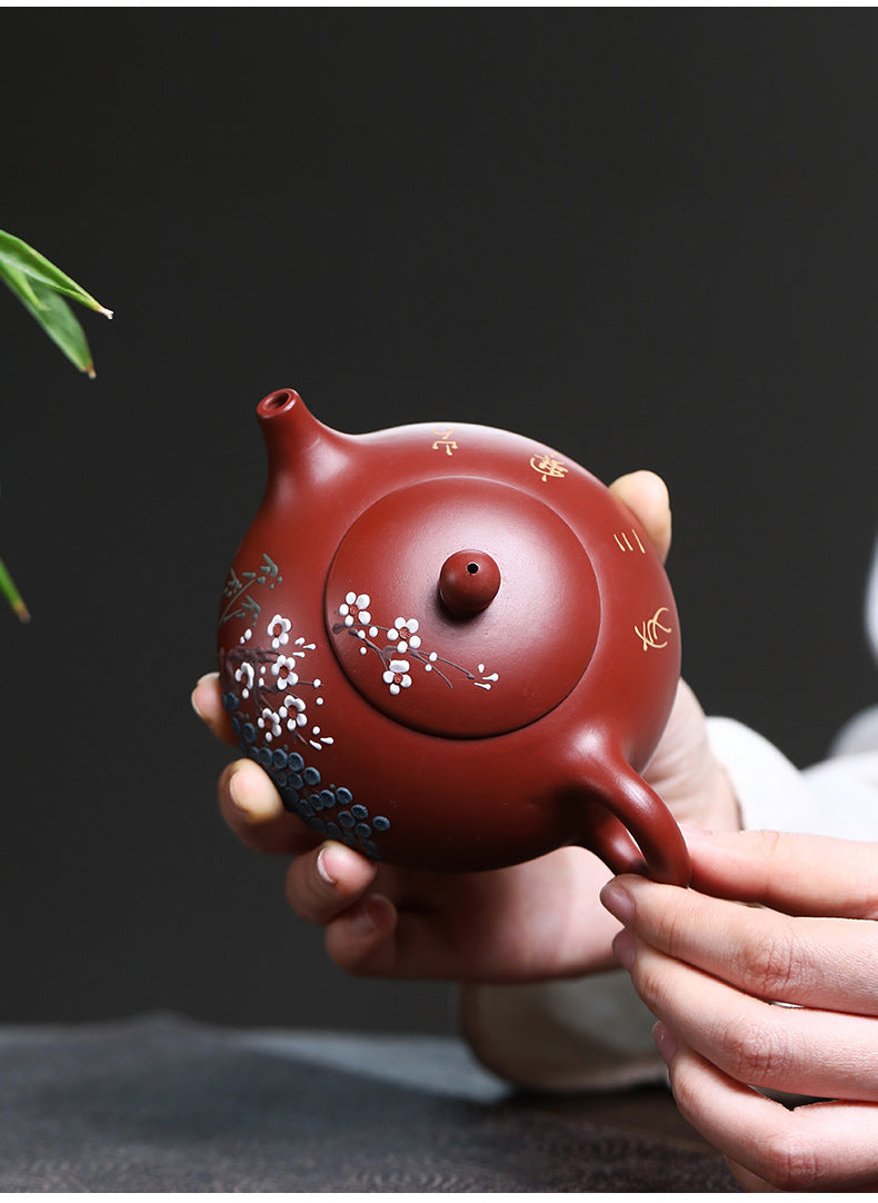 Authentic Yixing Zisha Teapot Original Ore Black Gold Sand Clay Painting Three Friends of Winter Dongpo Stone Scoop Teapot Home Kung Fu Tea Pot - CnTeaDiary