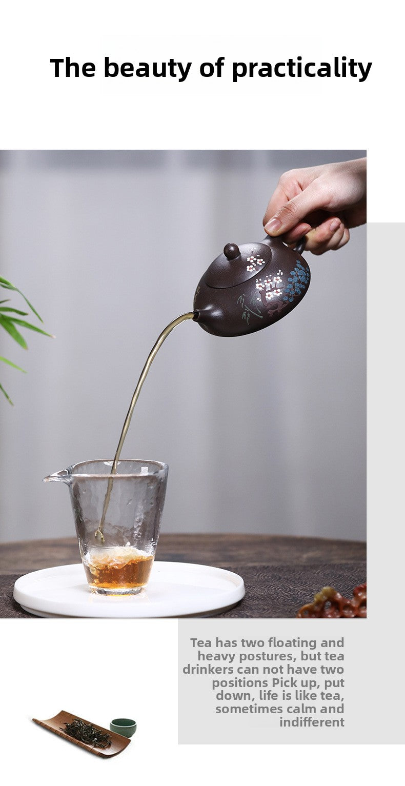 Authentic Yixing Zisha Teapot Original Ore Black Gold Sand Clay Painting Three Friends of Winter Dongpo Stone Scoop Teapot Home Kung Fu Tea Pot - CnTeaDiary