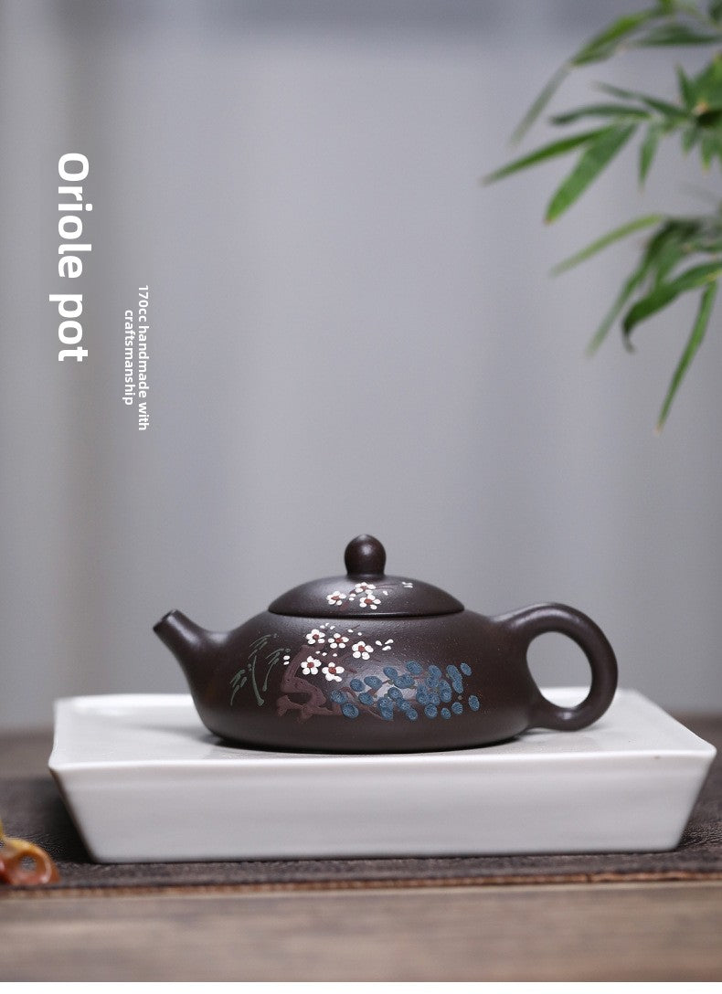 Authentic Yixing Zisha Teapot Original Ore Black Gold Sand Clay Painting Three Friends of Winter Dongpo Stone Scoop Teapot Home Kung Fu Tea Pot - CnTeaDiary