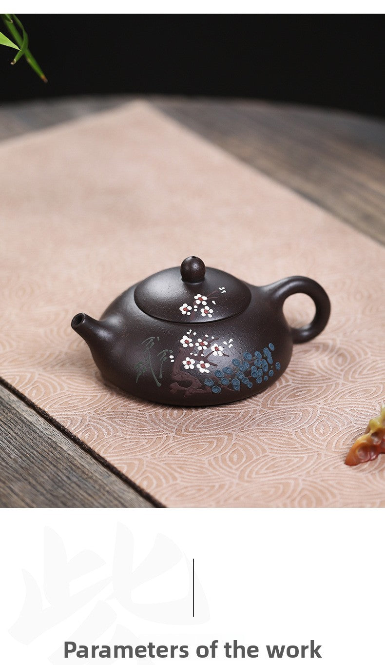 Authentic Yixing Zisha Teapot Original Ore Black Gold Sand Clay Painting Three Friends of Winter Dongpo Stone Scoop Teapot Home Kung Fu Tea Pot - CnTeaDiary