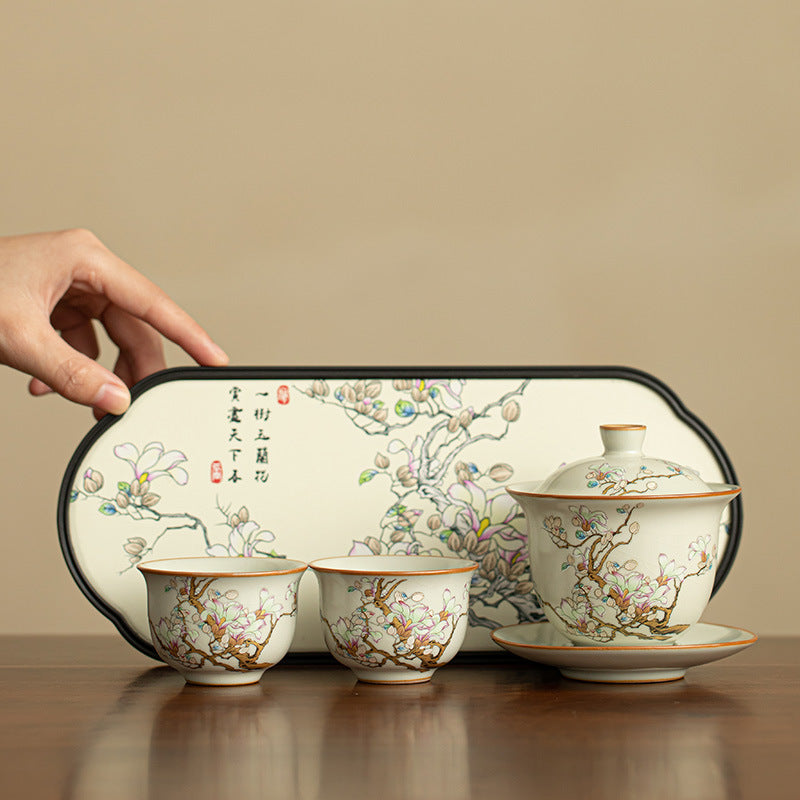 Jingdezhen Magnolia Flower Gaiwan
