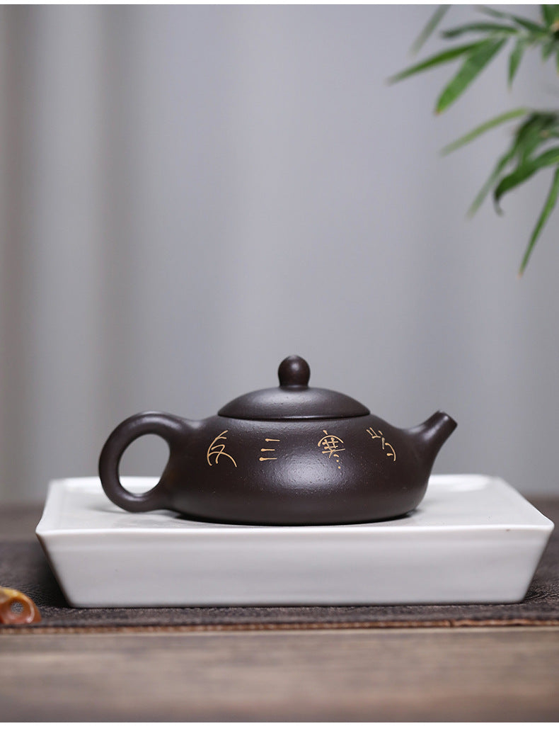 Authentic Yixing Zisha Teapot Original Ore Black Gold Sand Clay Painting Three Friends of Winter Dongpo Stone Scoop Teapot Home Kung Fu Tea Pot - CnTeaDiary
