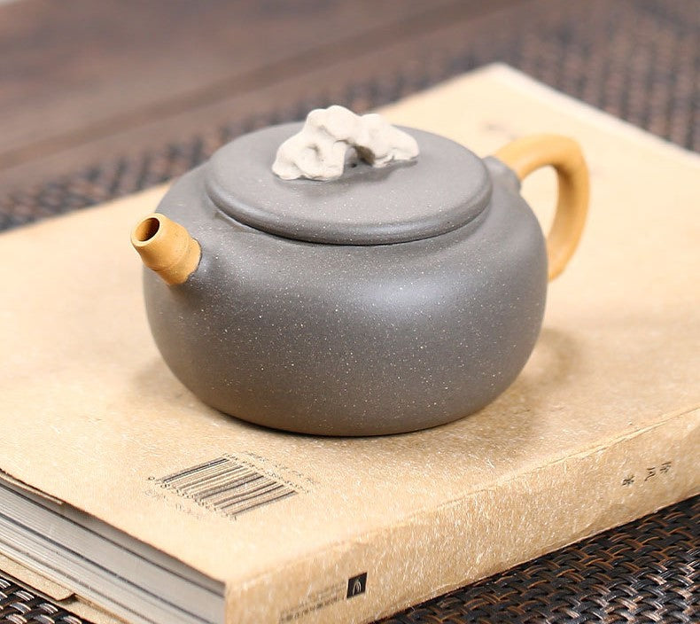 Pure handmade purple sand tea set single pot Taihu stone bionic pot - CnTeaDiary