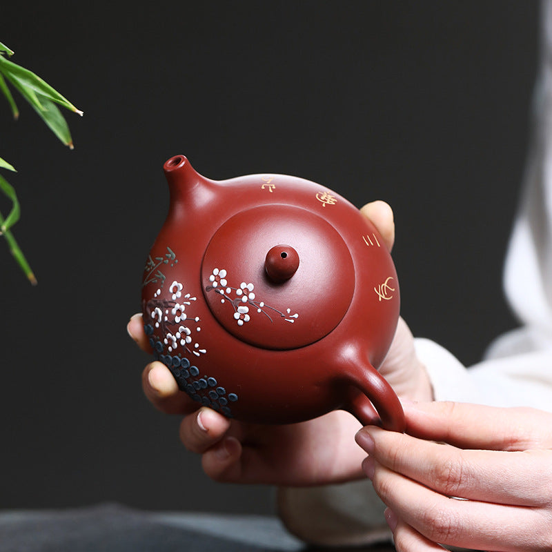 Authentic Yixing Zisha Teapot Original Ore Black Gold Sand Clay Painting Three Friends of Winter Dongpo Stone Scoop Teapot Home Kung Fu Tea Pot - CnTeaDiary