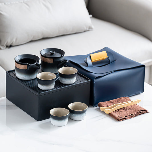 Gradient Travel Tea Set One Pot Four Cups Outdoor Car Portable Tea Set Company Annual Meeting Business Logo Gift - CnTeaDiary