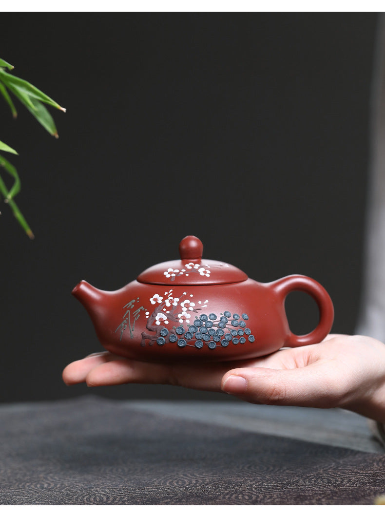 Authentic Yixing Zisha Teapot Original Ore Black Gold Sand Clay Painting Three Friends of Winter Dongpo Stone Scoop Teapot Home Kung Fu Tea Pot - CnTeaDiary
