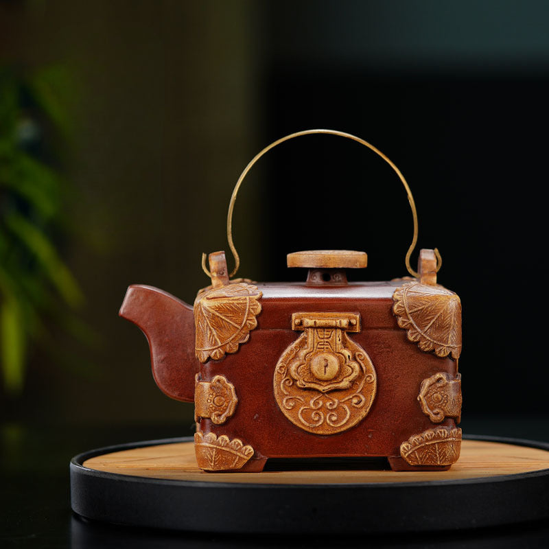 Handmade purple clay treasure box teapot