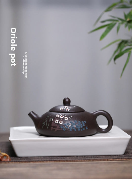 Authentic Yixing Zisha Teapot Original Ore Black Gold Sand Clay Painting Three Friends of Winter Dongpo Stone Scoop Teapot Home Kung Fu Tea Pot - CnTeaDiary