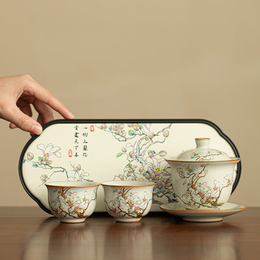 Jingdezhen Magnolia Flower Gaiwan